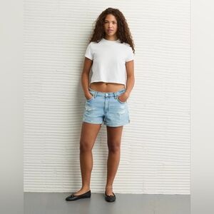 AE AMERICAN EAGLE Strigid Super High-Waist Ripped Relaxed Denim Short Sz 18 NWT
